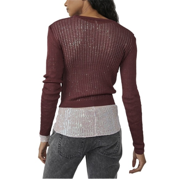 Free People H20 Crew Pullover Raw Garnet Size Medium - Picture 4 of 14